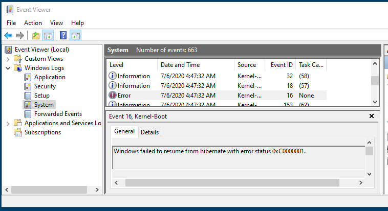 event viewer